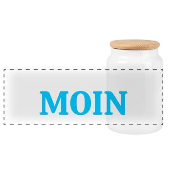Moin Föhr - Maritimes Nordsee Insel Design - Panorama Keksdose mit Holzdeckel - Weiß - Vorne