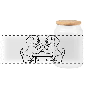 Teckel Bras de fer Bras de fer - Boîte à biscuits avec couvercle en bois - blanc - Devant