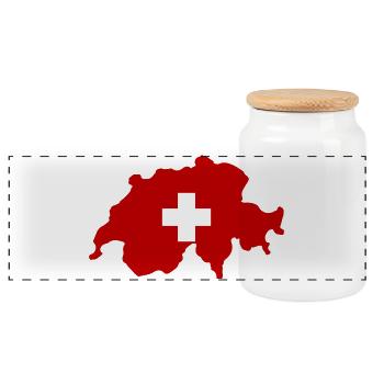 Drapeau suisse Symbole du pays - Boîte à biscuits avec couvercle en bois - blanc - Devant