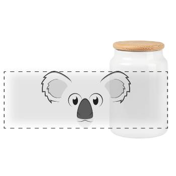 Cute Koala Face Kawaii Lazy DIY Animal Costume - Panoramic Cookie Jar with Wooden Lid - white - Front