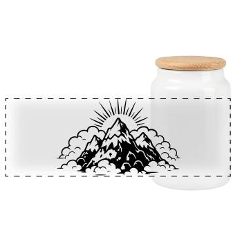 Mountains Landscape Icon - Panoramic Cookie Jar with Wooden Lid - white - Front