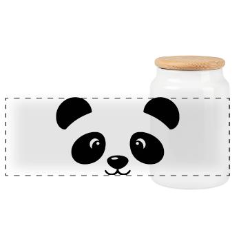 Panda | Big Face Kostüm Karneval Verkleidung - Panorama Keksdose mit Holzdeckel - Weiß - Vorne