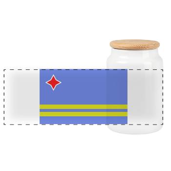 Aruba-Flagge - Panorama Keksdose mit Holzdeckel - Weiß - Vorne