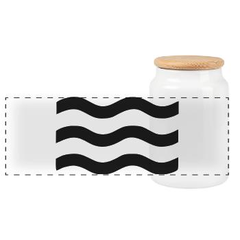 Minimalist Black Waves - Panoramic Cookie Jar with Wooden Lid - white - Front