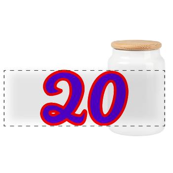 20. 20 ANS. 20e ANNIVERSAIRE. ANNIVERSAIRE 20 ANS. - Boîte à biscuits avec couvercle en bois - blanc - Devant