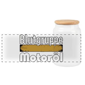 Blutgruppe Motoröl Schrauber Design - Panorama Keksdose mit Holzdeckel - Weiß - Vorne