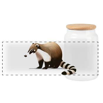 Nasenbär - Panorama Keksdose mit Holzdeckel - Weiß - Vorne