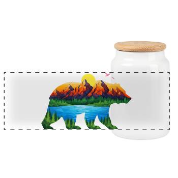 Geometrischer Bergbär Landschaft - Panorama Keksdose mit Holzdeckel - Weiß - Vorne