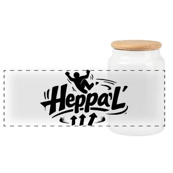 Heppal - Panoramic Cookie Jar with Wooden Lid - white - Front