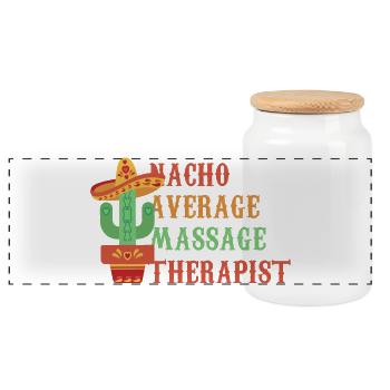 Non-nacho average massage therapist - Panoramic Cookie Jar with Wooden Lid - white - Front