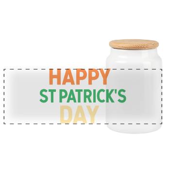 Joyeux Saint-Patrick - Boîte à biscuits avec couvercle en bois - blanc - Devant