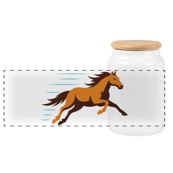 Cheval de course dans le vent – Style vintage - Boîte à biscuits avec couvercle en bois - blanc - Devant