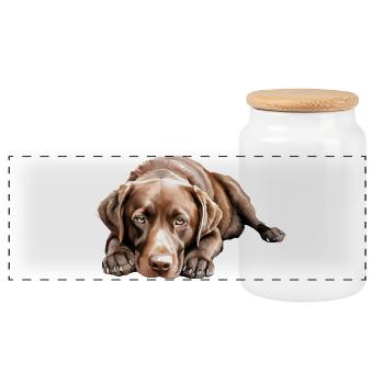 Labrador Retriever Hund - Panorama Keksdose mit Holzdeckel - Weiß - Vorne