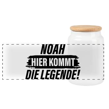 Noah - Here Comes the Legend - Panoramic Cookie Jar with Wooden Lid - white - Front