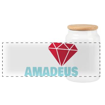 Amadeus - Panoramic Cookie Jar with Wooden Lid - white - Front