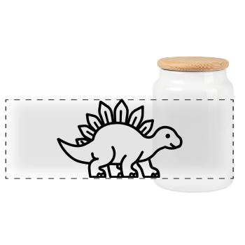 stegosaurus - Boîte à biscuits avec couvercle en bois - blanc - Devant