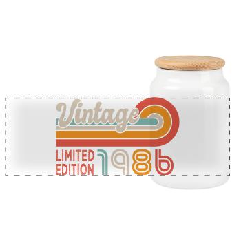 1986 birthday Born in 1986 40 years old - Panoramic Cookie Jar with Wooden Lid - white - Front