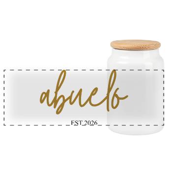 Abuelo est 2026 - Boîte à biscuits avec couvercle en bois - blanc - Devant