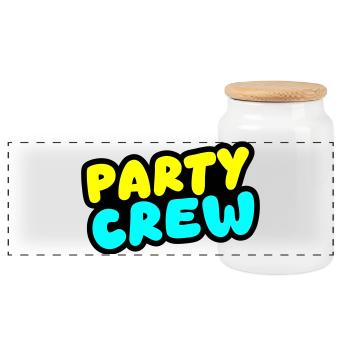 Party Crew Colorful - Panoramic Cookie Jar with Wooden Lid - white - Front