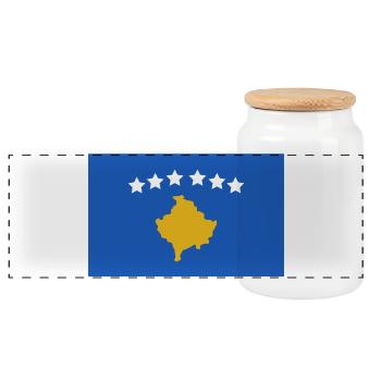 Kosovo-Flagge - Panorama Keksdose mit Holzdeckel - Weiß - Vorne