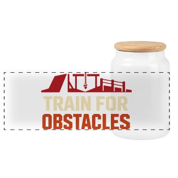 Obstacle Course Racer Obstacle Course Ocr - Panoramic Cookie Jar with Wooden Lid - white - Front