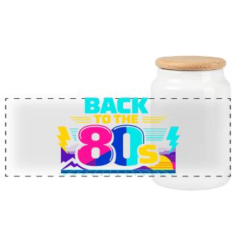 Back to the 80s Neon - Panoramic Cookie Jar with Wooden Lid - white - Front