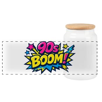 90s Boom Comic Explosion - Panoramic Cookie Jar with Wooden Lid - white - Front