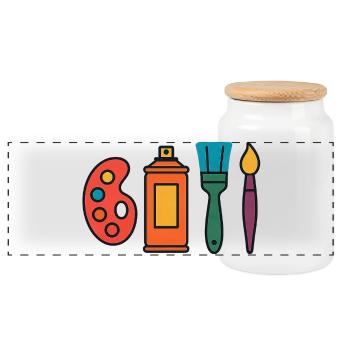 Palette de peinture artistique Pinceaux pulvérisateurs - Boîte à biscuits avec couvercle en bois - blanc - Devant