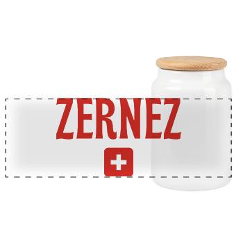 Zernez Schweiz - Panorama Keksdose mit Holzdeckel - Weiß - Vorne