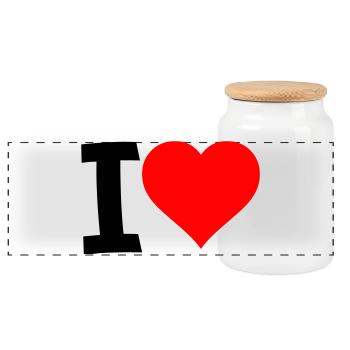 Red Heart - Clear Love Look - Panoramic Cookie Jar with Wooden Lid - white - Front
