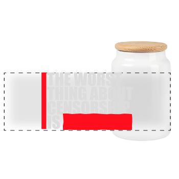 The Worst Thing About Censorship Is Lustig Ironie - Panorama Keksdose mit Holzdeckel - Weiß - Vorne