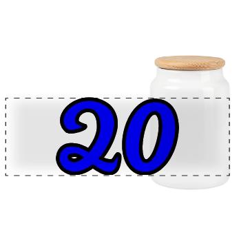 20. 20th ANNIVERSARY. 20 YEARS ANNIVERSARY. 20 YEARS. - Panoramic Cookie Jar with Wooden Lid - white - Front