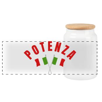 Potenza Italian Flags Emblem - Panoramic Cookie Jar with Wooden Lid - white - Front