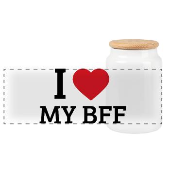 Heart Love Typo Illustration BFF Friend Love - Panoramic Cookie Jar with Wooden Lid - white - Front