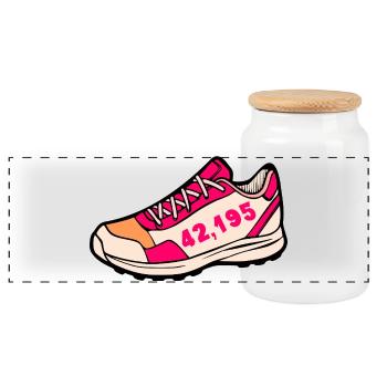 Marathon Laufschuhe Laufen - Panorama Keksdose mit Holzdeckel - Weiß - Vorne