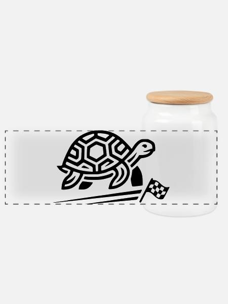 tortoise - Panoramic Cookie Jar with Wooden Lid - white