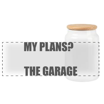 My plans? Car lover car guy mechanic - Panoramic Cookie Jar with Wooden Lid - white - Front