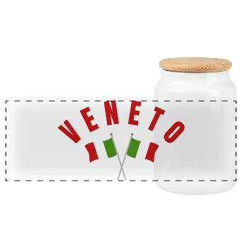 Veneto Italian Flags  - Panoramic Cookie Jar with Wooden Lid - white - Front