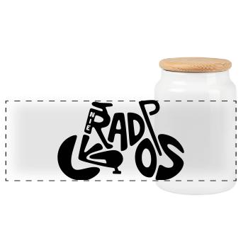 Fahrrad - Nie radlos - Panorama Keksdose mit Holzdeckel - Weiß - Vorne