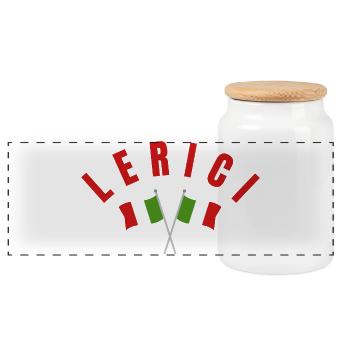 Lerici kreuzte italienische Flaggen - Panorama Keksdose mit Holzdeckel - Weiß - Vorne