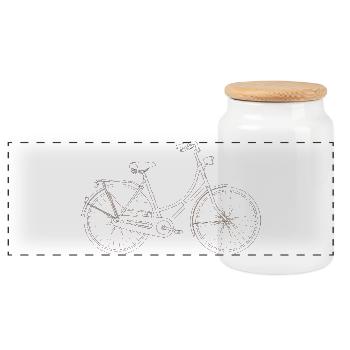 Bicycle Motif Vintage Cyclist Gift - Panoramic Cookie Jar with Wooden Lid - white - Front