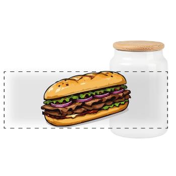 Sandwich Illustration - Panorama Keksdose mit Holzdeckel - Weiß - Vorne