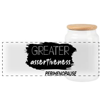 Une plus grande affirmation Périménopause - Boîte à biscuits avec couvercle en bois - blanc - Devant
