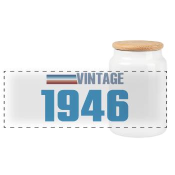 Tee 80 Years Space Born 1946 - Panoramic Cookie Jar with Wooden Lid - white - Front
