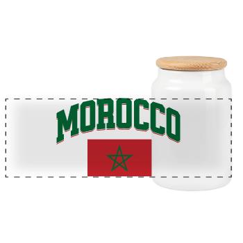 Football Rétro Design Sportif du Maroc - Boîte à biscuits avec couvercle en bois - blanc - Devant