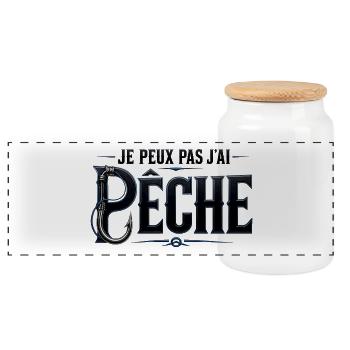 JE PEUX PAS J’AI PÊCHE - Boîte à biscuits avec couvercle en bois - blanc - Devant