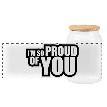 I'm So Proud Of You Herzlich Ermutigend Spruch - Panorama Keksdose mit Holzdeckel - Weiß - Vorne
