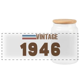80 Jahre 1946 Handgeschriebenes T-Shirt - Panorama Keksdose mit Holzdeckel - Weiß - Vorne