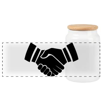 Handshake - Panoramic Cookie Jar with Wooden Lid - white - Front
