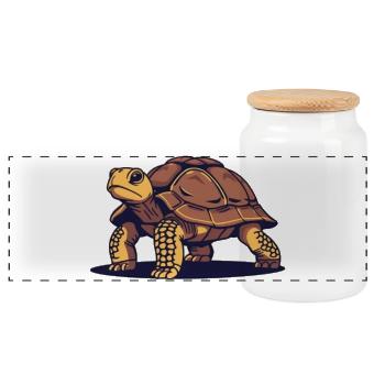 Turtle Turtle Gift - Panoramic Cookie Jar with Wooden Lid - white - Front